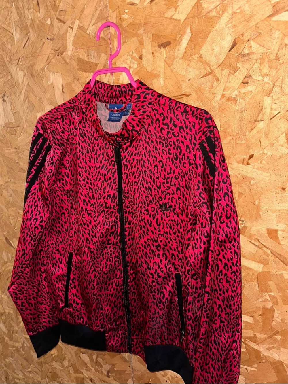 adidas Women’s Hot Pink and Black Leopard-Print Bomber Jacket